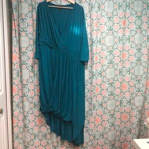 Lane Bryant teal faux wrap dress